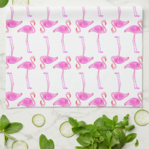 Rosa Flamingo-Muster Monogramm Küchentuch