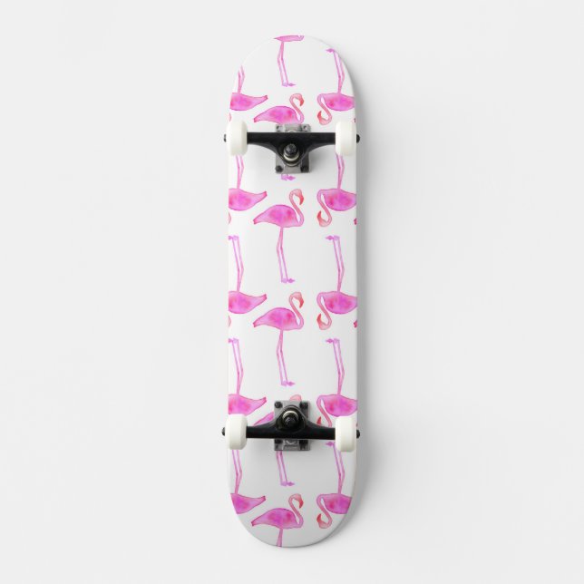 Rosa Flamingo-Muster Skateboard (Vorderseite)