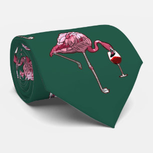 Rosa Flamingo-Muster-Weintrinker grüne Novität Krawatte
