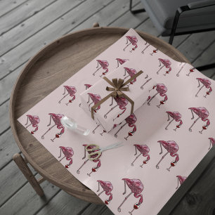 Rosa Flamingo-Muster-Weintrinker Lustig Geschenkpapier