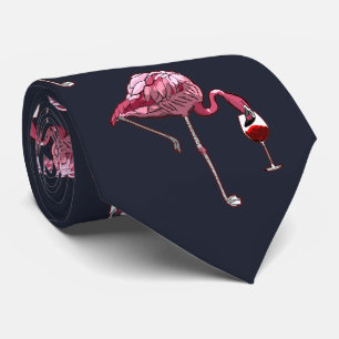 Rosa Flamingo-Muster-Weintrinker Lustige Neuheit Krawatte