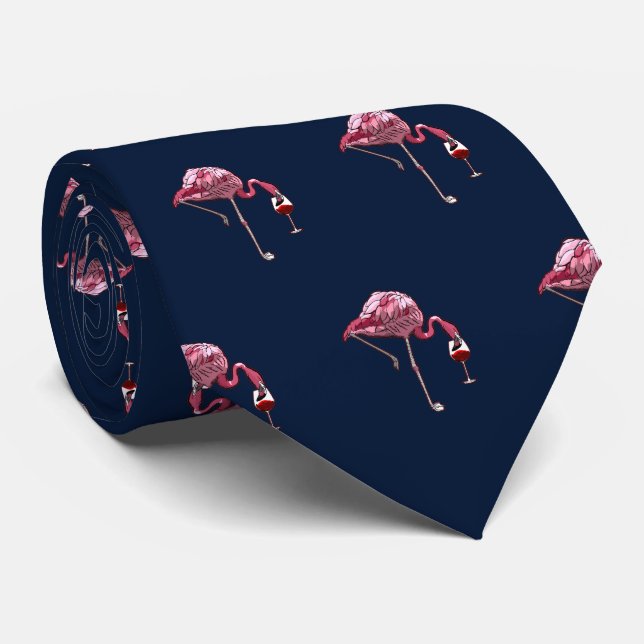 Rosa Flamingo-Muster-Weintrinker Süß Krawatte (Gerollt)