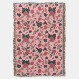 Rosa Flamingo nahtlose Muster Blume und Blätter Decke
