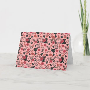 Rosa Flamingo nahtlose Muster Blume und Blätter Karte