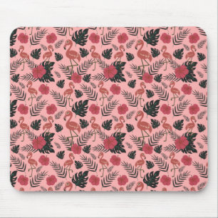 Rosa Flamingo nahtlose Muster Blume und Blätter Mousepad