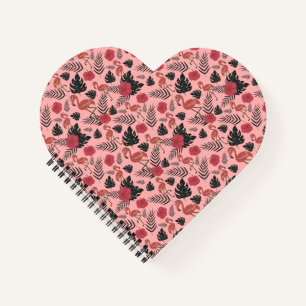 Rosa Flamingo nahtlose Muster Blume und Blätter Notizbuch