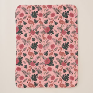 Rosa Flamingo nahtlose Muster Blume und Blätter Sherpadecke