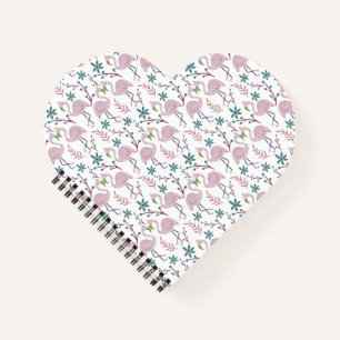 Rosa Flamingo nahtloses Muster auf weißem Hintergr Notizbuch