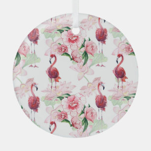 Rosa Flamingo: Nahtloses Muster Elegance Ornament Aus Glas