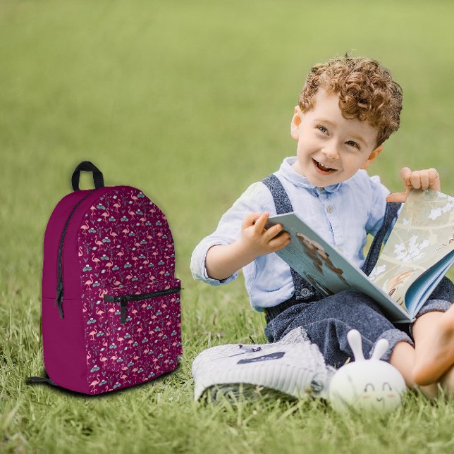Rosa Flamingo niedlich rotes Muster Bedruckter Rucksack (Von Creator hochgeladen)