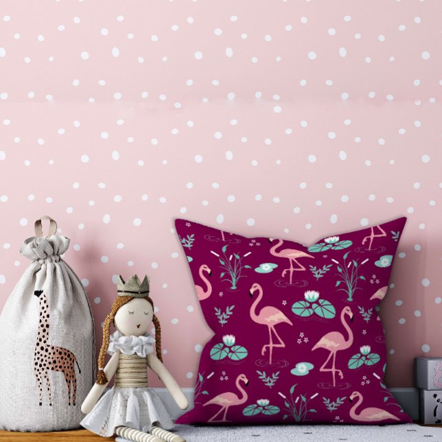 Rosa Flamingo niedlich rotes Muster Kissen (Von Creator hochgeladen)