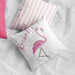 Rosa Flamingo Niedlicher Personalisierter Name Kissen