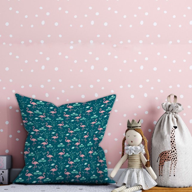 Rosa Flamingo niedliches, aquamarines Muster Kissen (Von Creator hochgeladen)