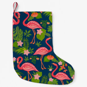 Rosa Flamingo-Ornament auf einem türkisfarbenen St Kleiner Weihnachtsstrumpf