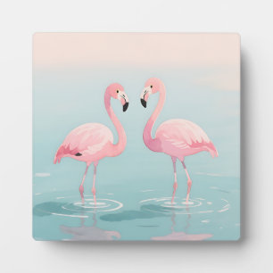 Rosa Flamingo-Paar Aquarell Serenität Fotoplatte