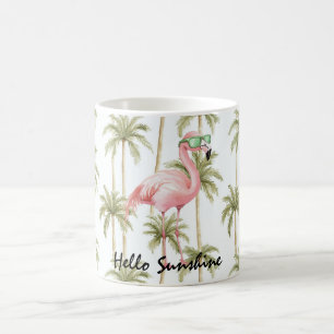 Rosa Flamingo-Palmen Kaffeetasse