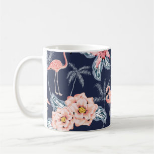 Rosa Flamingo, Palmen, Rose, orchide Blume, le Kaffeetasse