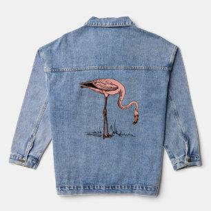 Rosa Flamingo Paradise Bird Birds Illustration Jeansjacke
