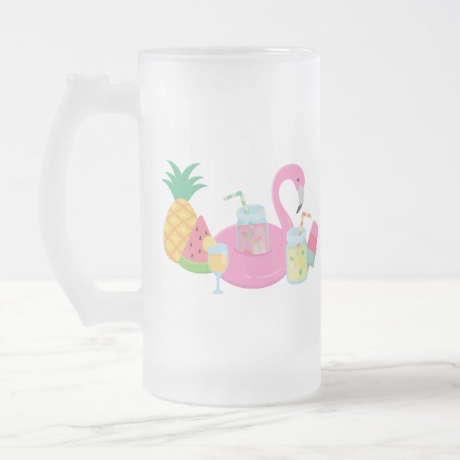 Rosa Flamingo Party Mattierte Tasse (Links)