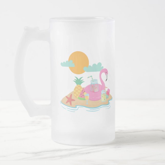 Rosa Flamingo Party Mattierte Tasse (Links)