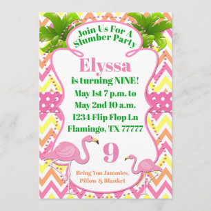 Rosa Flamingo-Party oder Schlummer-Party laden ein Einladung