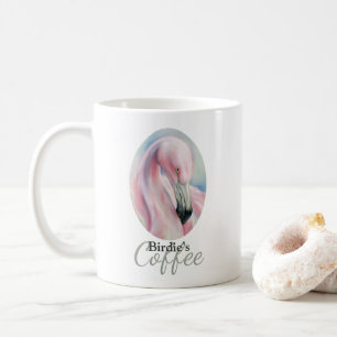 Rosa Flamingo-Pastellkunst personalisiert Kaffeetasse