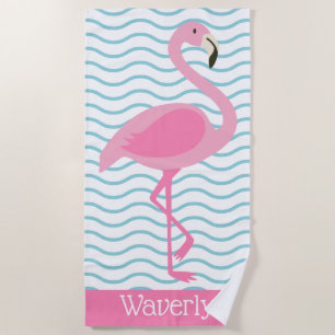 Rosa Flamingo Personalisiert Beach Handtuch
