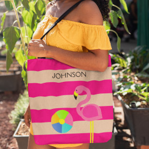 Rosa Flamingo Personalisiert Beach Tasche