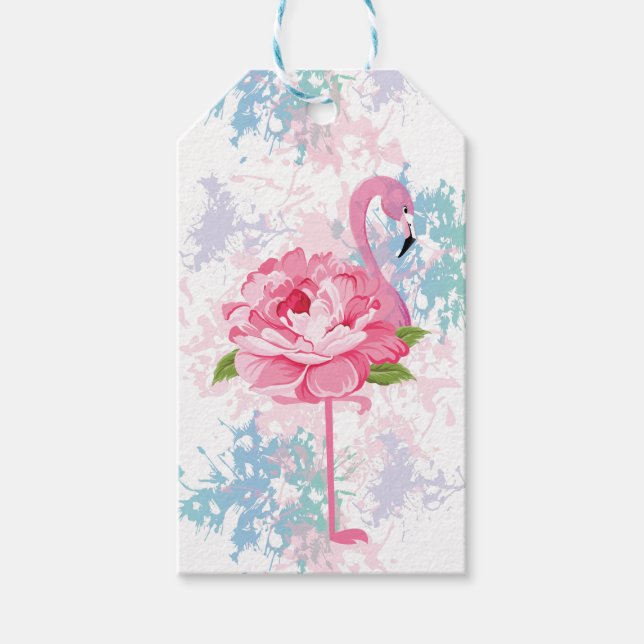 Rosa Flamingo Personalisiert Geschenkanhänger (Vorderseite)