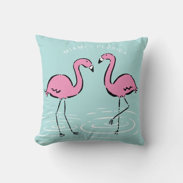 Rosa Flamingo personalisiert Kissen (Vorderseite)