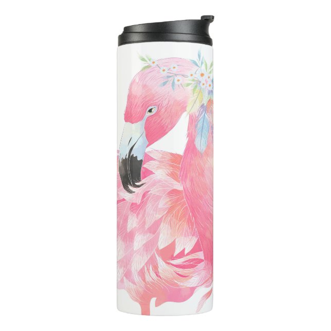 Rosa Flamingo-personalisierte thermische Trommel Thermosbecher (Nach links gedreht)