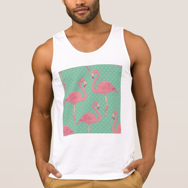 Rosa, Flamingo, Polka Punkt, aquamarin, Pfirsich,  T-Shirt (Vorderseite)