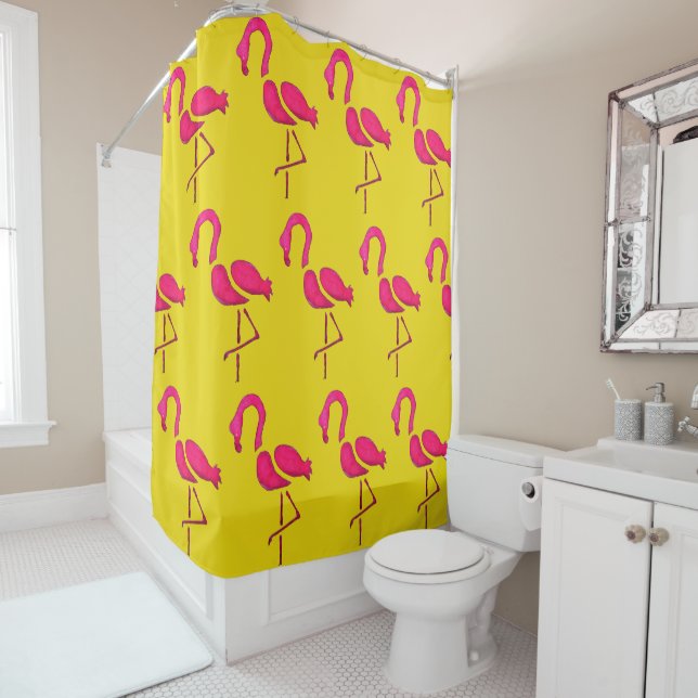Rosa Flamingo Pop Kunst Duschvorhang (Beispiel)