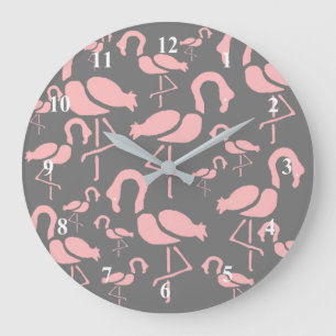 Rosa Flamingo Pop Kunst Große Wanduhr