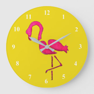 Rosa Flamingo Pop Kunst Große Wanduhr