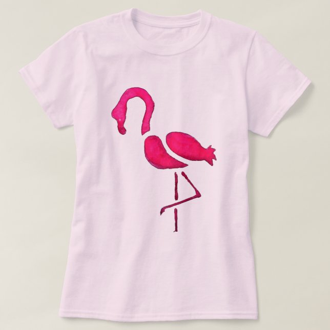 Rosa Flamingo Pop Kunst T-Shirt (Design vorne)