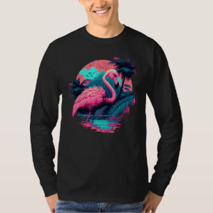 Rosa Flamingo Retro Synthwave Ananas Tropisch S T-Shirt