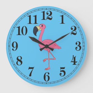 Rosa Flamingo Runde (große Wand) Uhr
