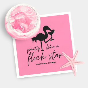 Rosa Flamingo Schwarm Star Tropischer Geburtstag Serviette