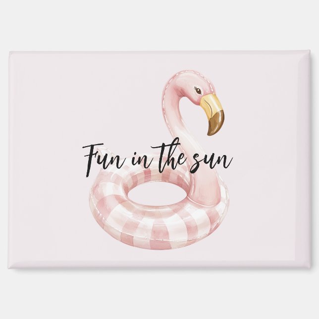 Rosa Flamingo Schwimmspaß in der Sonne Magnet (Vorderseite)