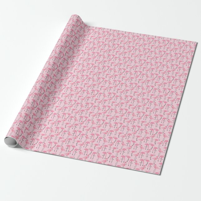 Rosa Flamingo Set, tropisches Sommermuster. Geschenkpapier (Ungerollt)