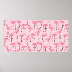Rosa Flamingo Set, tropisches Sommermuster Vin Poster