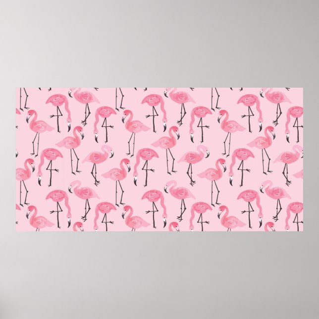 Rosa Flamingo Set, tropisches Sommermuster Vin Poster (Vorne)