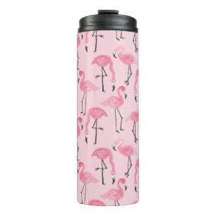 Rosa Flamingo Set, tropisches Sommermuster Vin Thermosbecher
