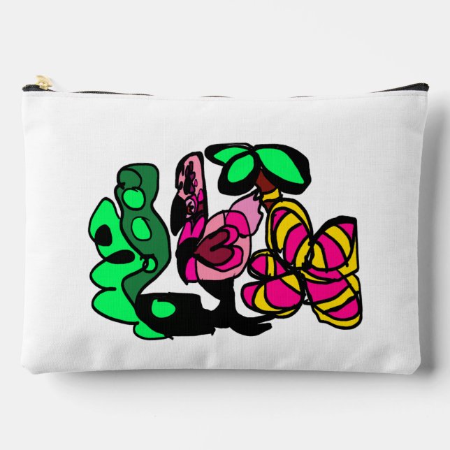 Rosa Flamingo-Show-Vibes  Zubehörtasche (Vorderseite)