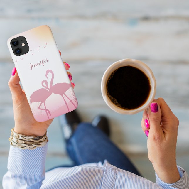 Rosa Flamingo Silhouette Personalisiert Case-Mate iPhone Hülle (Von Creator hochgeladen)