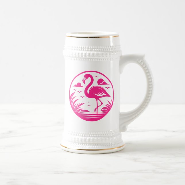 Rosa Flamingo Sommer Circle Design-68730 Zwei-Tone Bierglas (Rechts)
