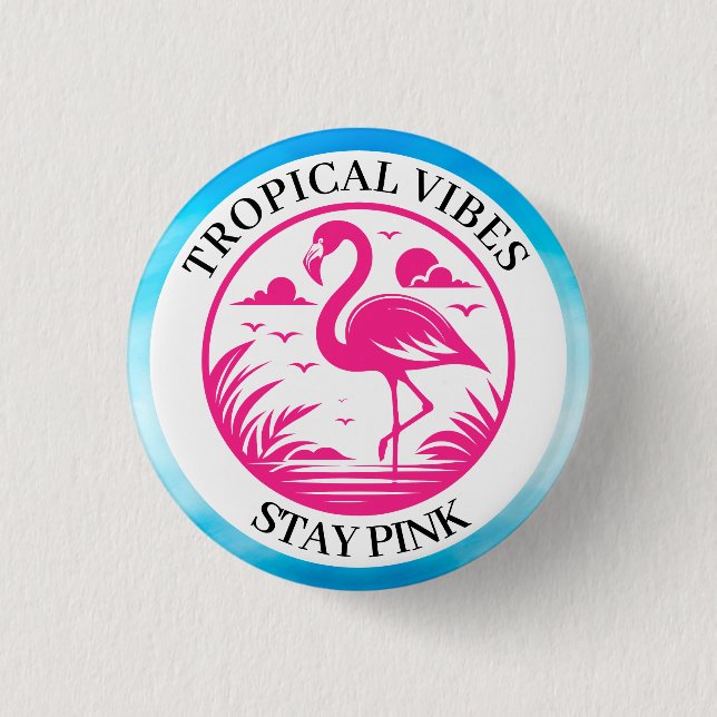 Rosa Flamingo Sommer Kreis Design-68730 Button (Vorderseite)