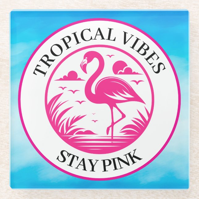 Rosa Flamingo Sommer Kreis Design-68730 Glasuntersetzer (Vorderseite)