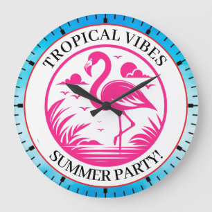 Rosa Flamingo Sommer Kreis Design-68730 Große Wanduhr